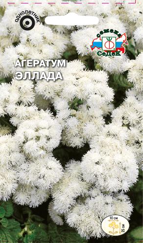 Семена цветов - Агератум Эллада (Мексиканский, Белый)  0,1 гр.